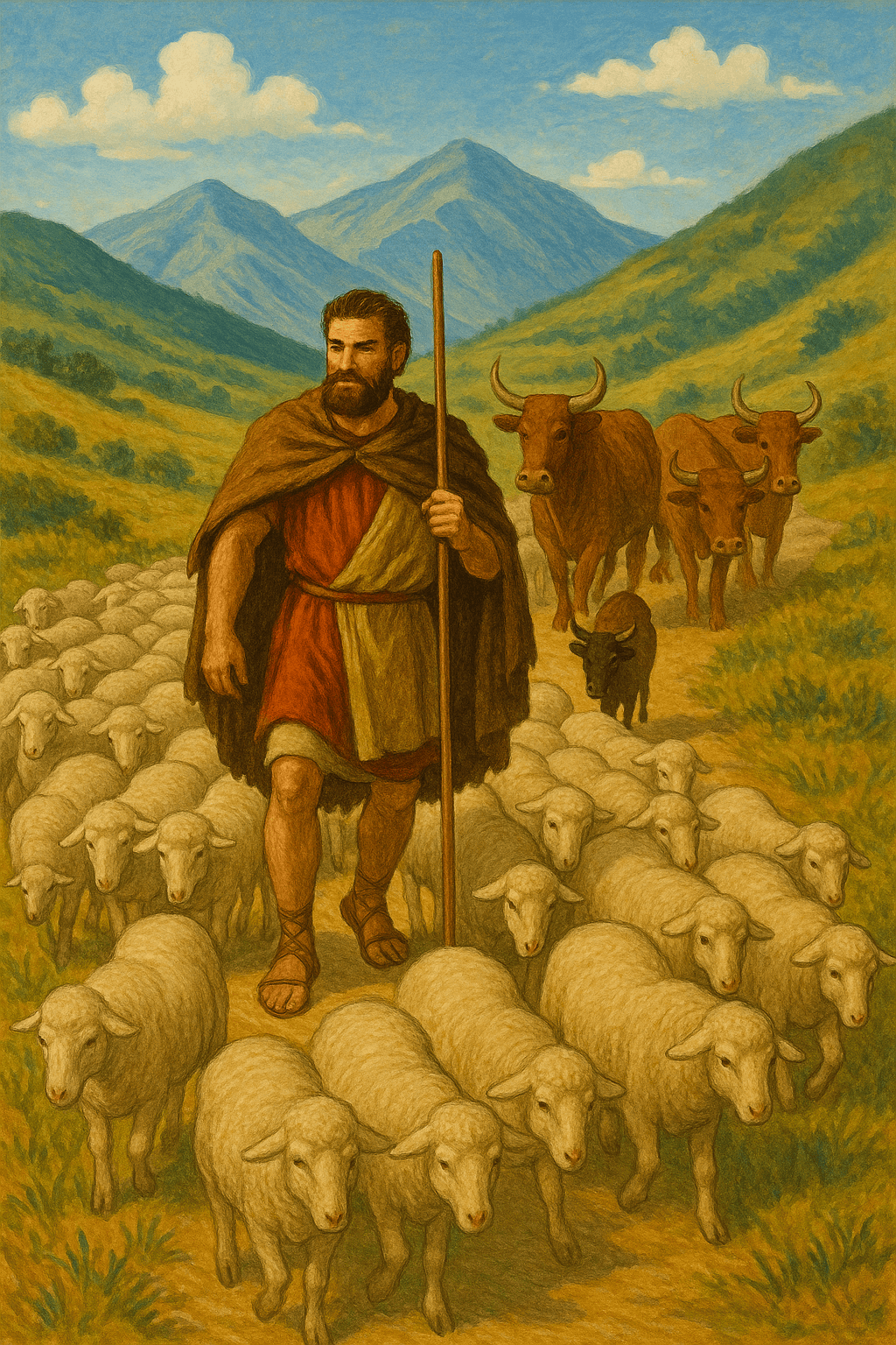 Ricostruzione grafica dell’attività pastorale (generata con intelligenza artificiale).